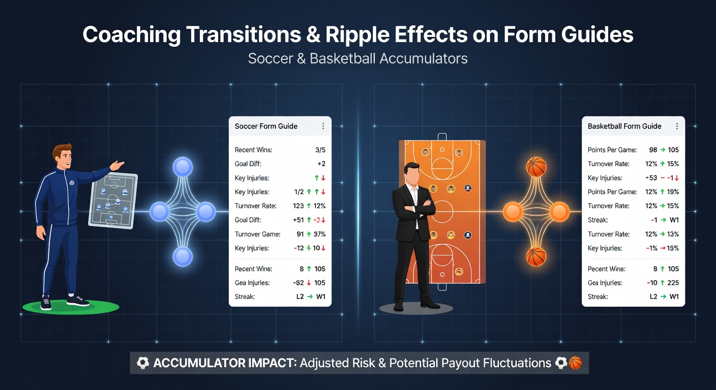 Visual breakdown of coaching changes affecting team metrics in soccer and basketball leagues