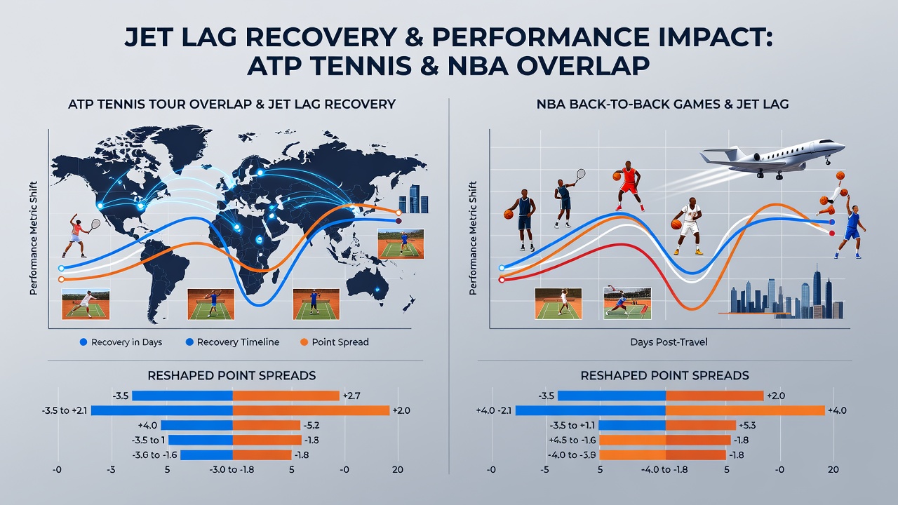 Detailed schedule chart showing overlapping ATP and NBA travel routes with recovery timelines highlighted