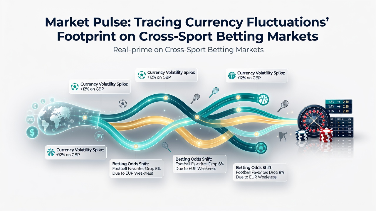 Global sports betting terminals displaying live odds influenced by fluctuating international exchange rates